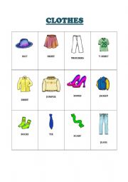 English Worksheet: CLOTHES PICTIONARY 