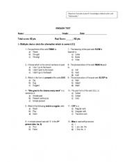 English Worksheet: Simple Past test