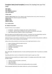 English Worksheet: Complaint letter
