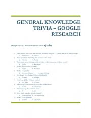English Worksheet: Multiple choice general knowledge trivia
