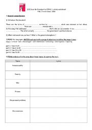 English Worksheet: Dear Mr president song study Ws