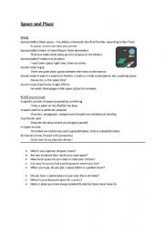 English Worksheet: Easily confused words: space or place? Vocab handout