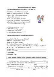 English Worksheet: consolidation activities