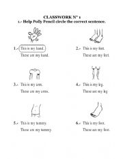 English Worksheet: these this - parts of the body