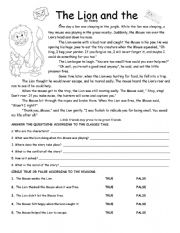 English Worksheet: THE LION AND THE MOUSE