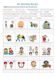 English Worksheet: My school rules