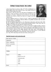 English Worksheet: Conan Doyles biography 