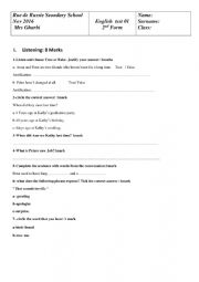 English Worksheet: mid term test 1 2nd year