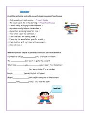English Worksheet: exercises present simple and continuous