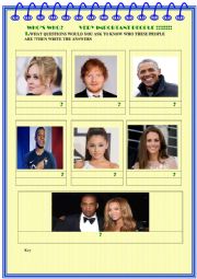 English Worksheet: Who s who? Very important people with key