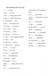 English Worksheet: verb to be 