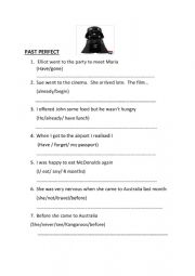 English Worksheet: past perfect