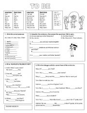 English Worksheet: TO BE 