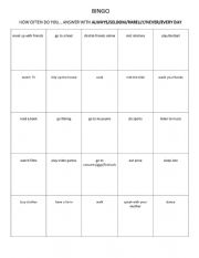 English Worksheet: bingo-how often