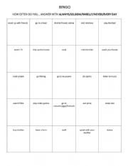 English Worksheet: bingo-how often