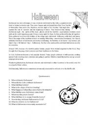 English Worksheet: Halloween reading