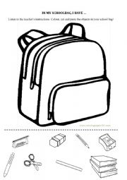 MY SCHOOLBAG - ESL worksheet by apolzan