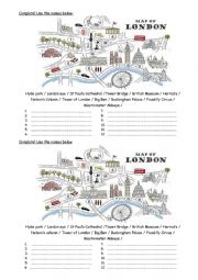 Complete the map of London with the famous monuments