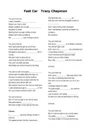 English Worksheet: Fast Car - Tracy Chapman 