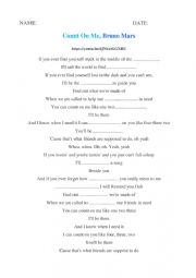 English Worksheet: COUNT ON ME, BRUNO MARS