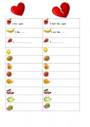 English Worksheet: Fruits