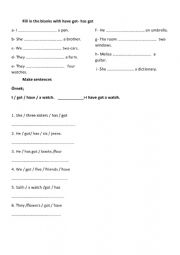 English Worksheet: have got/has got exercises