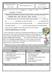English Worksheet: mid -term test 1