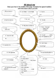 English Worksheet: All about me