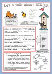 English Worksheet: Lets talk about BIRDS ! + Key !