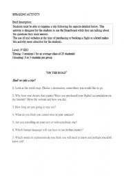 English Worksheet: SHALL WE TAKE A TRIP?