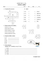 English Worksheet: Numbers: Cardinal and Ordinal