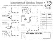 English Worksheet: INTERNATIONAL WEATHER REPORT