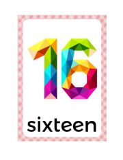 English Worksheet: Flashcards - Numbers From 16 To 20