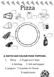 English Worksheet: Making Pizza Time