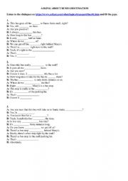 English Worksheet: Asking about buses destinations