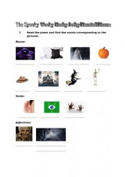 English Worksheet: Halloween poem