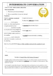 English Worksheet: Intermediate Conversation - Cheating