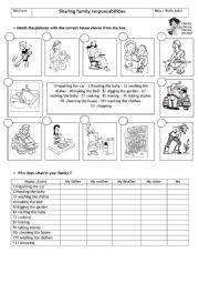 English Worksheet: Sharing family responsabilities