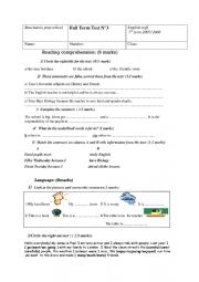 English Worksheet: devoir 7th form