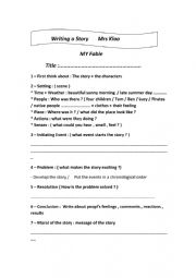 English Worksheet: writing a story