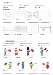 English Worksheet: COUNTRIES AND NATIONALITIES 