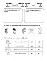 English Worksheet: Beautiful and ugly