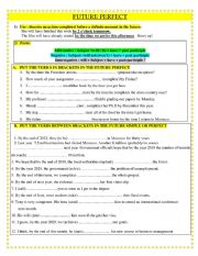 English Worksheet: The future perfect