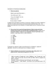 English Worksheet: Revision of previous knowledge