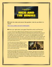 English Worksheet: TWENTY ONE PILOTS - Nico and the Niners { VIDEO, READING AND SONG }