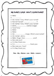 English Worksheet: Introducing oneself