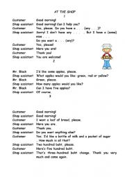 English Worksheet: shopping 