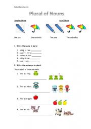 English Worksheet: Plural Nouns Exercise