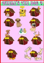 English Worksheet: Where is the dog ? Prepositions of Place - Poster