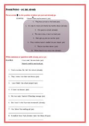 English Worksheet: Present Perfect + already, just, yet for young teens